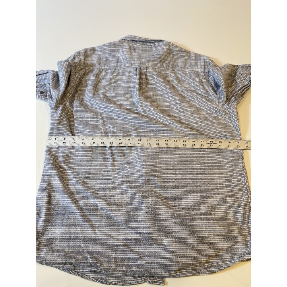 Marine Layer Shirt MensLarge Blue Gray Striped Button Up Long Sleeve Pocket - Picture 5 of 10